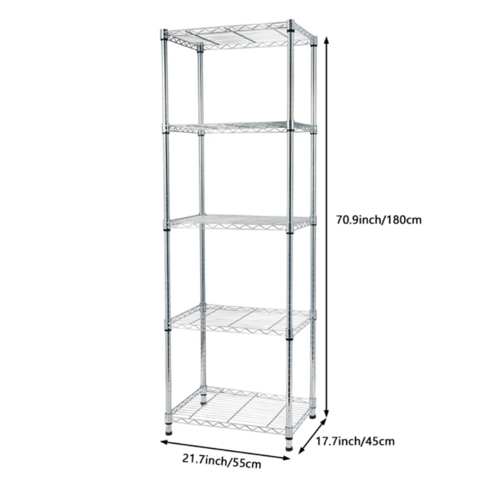 5 Tier Chrome Shelving Unit   (21.65 x 17.72 x 70.87)\