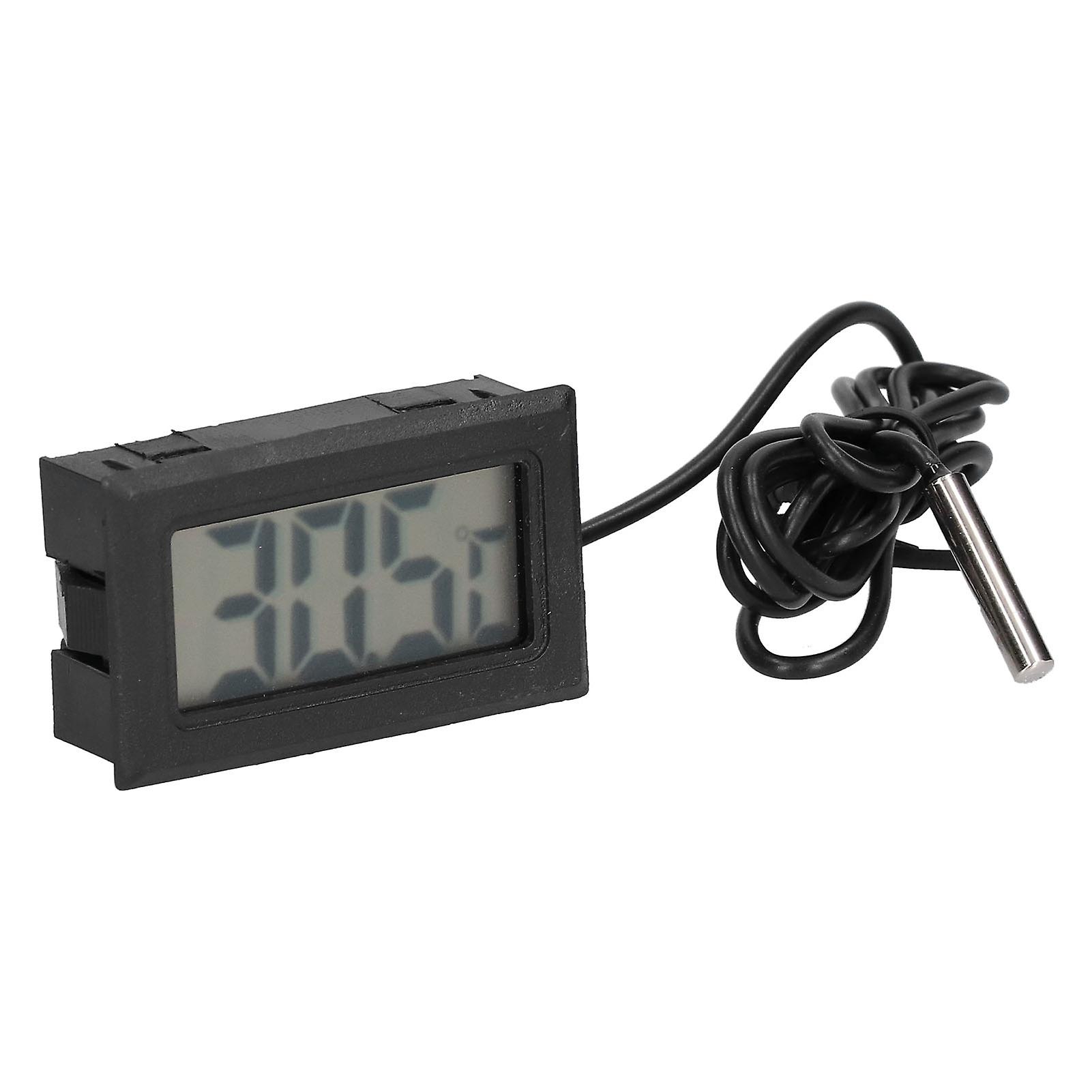 Digital Electronic Temperature Gauge Black Abs Lcd Thermometer With External Probe