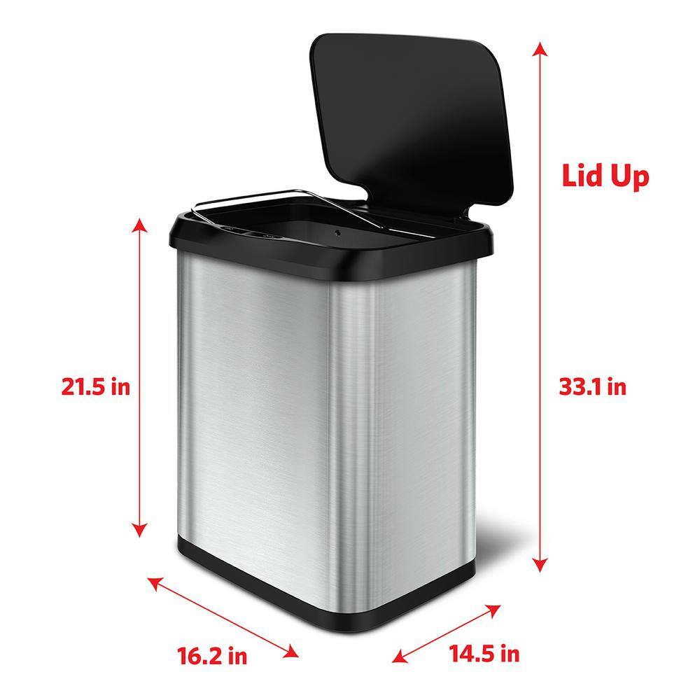 Glad 13 Gal. Stainless Steel with Clorox Odor Protection Touchless to Motion Sensor Trash Can GLD-74515