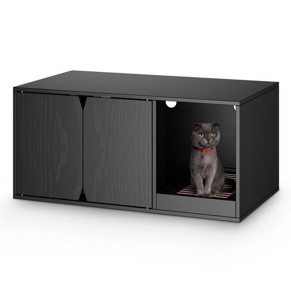 Cat Litter Box Enclosure Modern Wood Stackable Large Cat Washroom