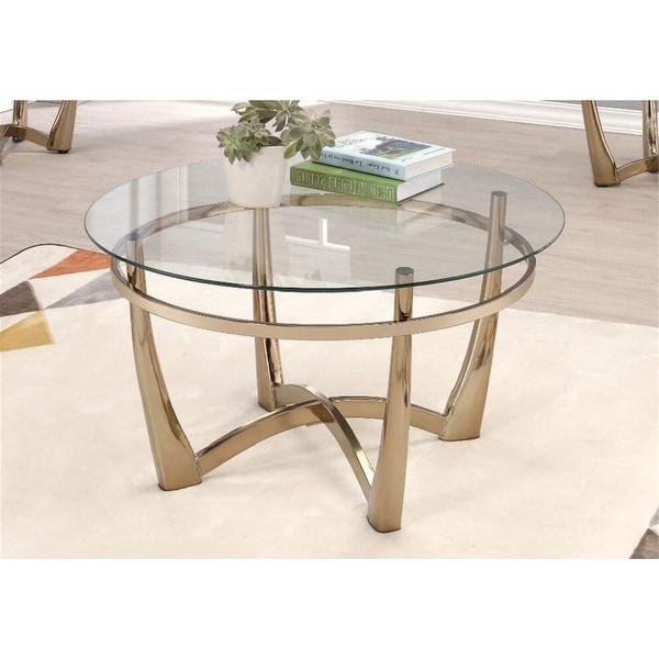 Coffee Table End Table Living Room Table Champagne and Clear Glass