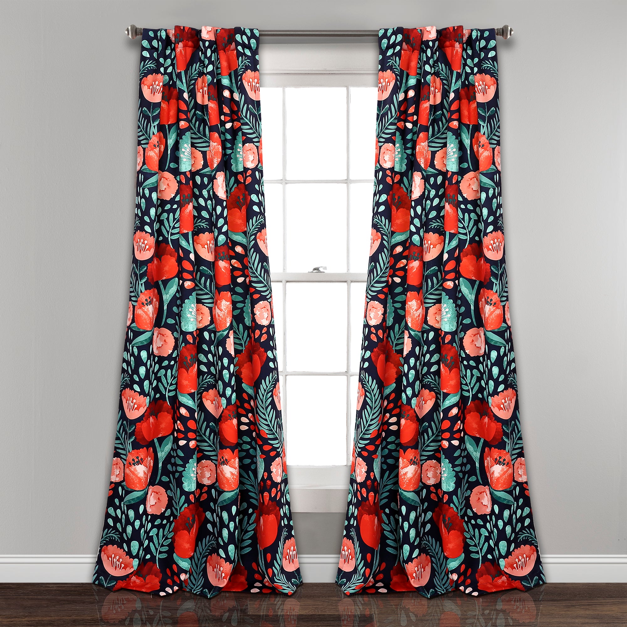 Poppy Garden Light Filtering Window Curtain Panel Set