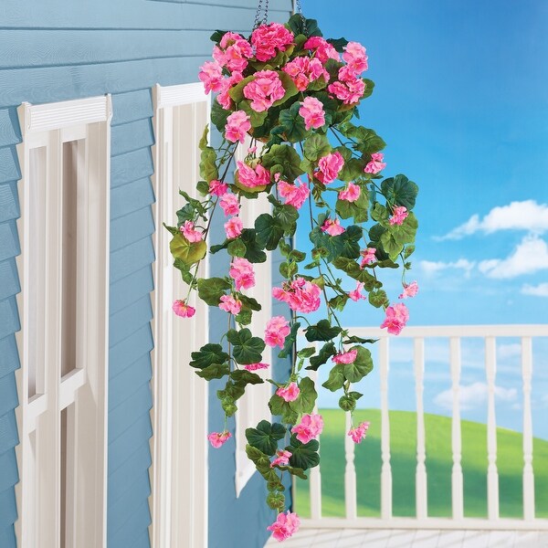 Hanging Artificial Colorful Begonia Bush Plant