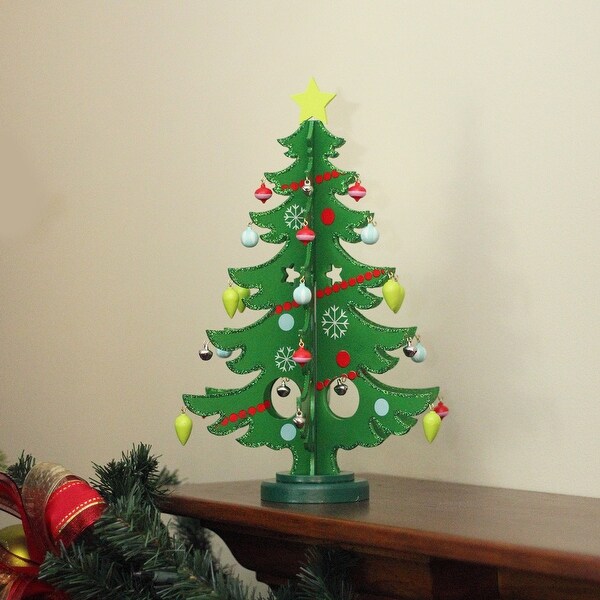 3D Wooden Christmas Tree with Ornaments Decoration