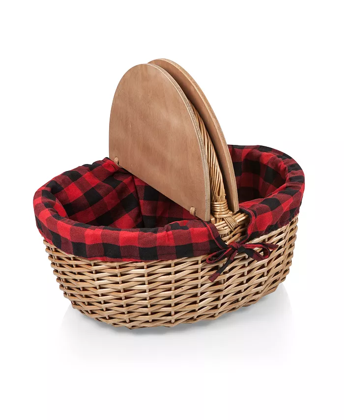 Picnic Time Country Red and Black Buffalo Plaid Picnic Basket