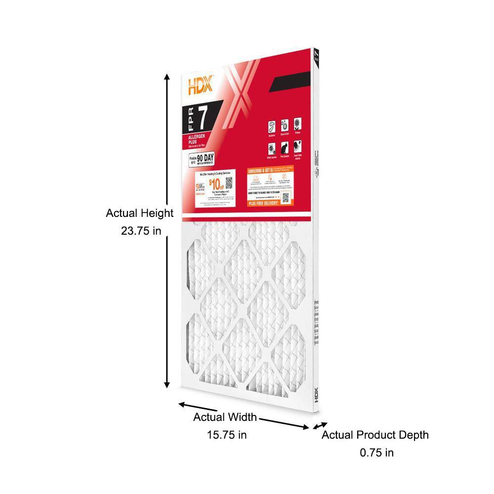 HDX 16 in. x 24 in. x 1 in. Allergen Plus Pleated Air Filter FPR 7 HDX1P7-011624