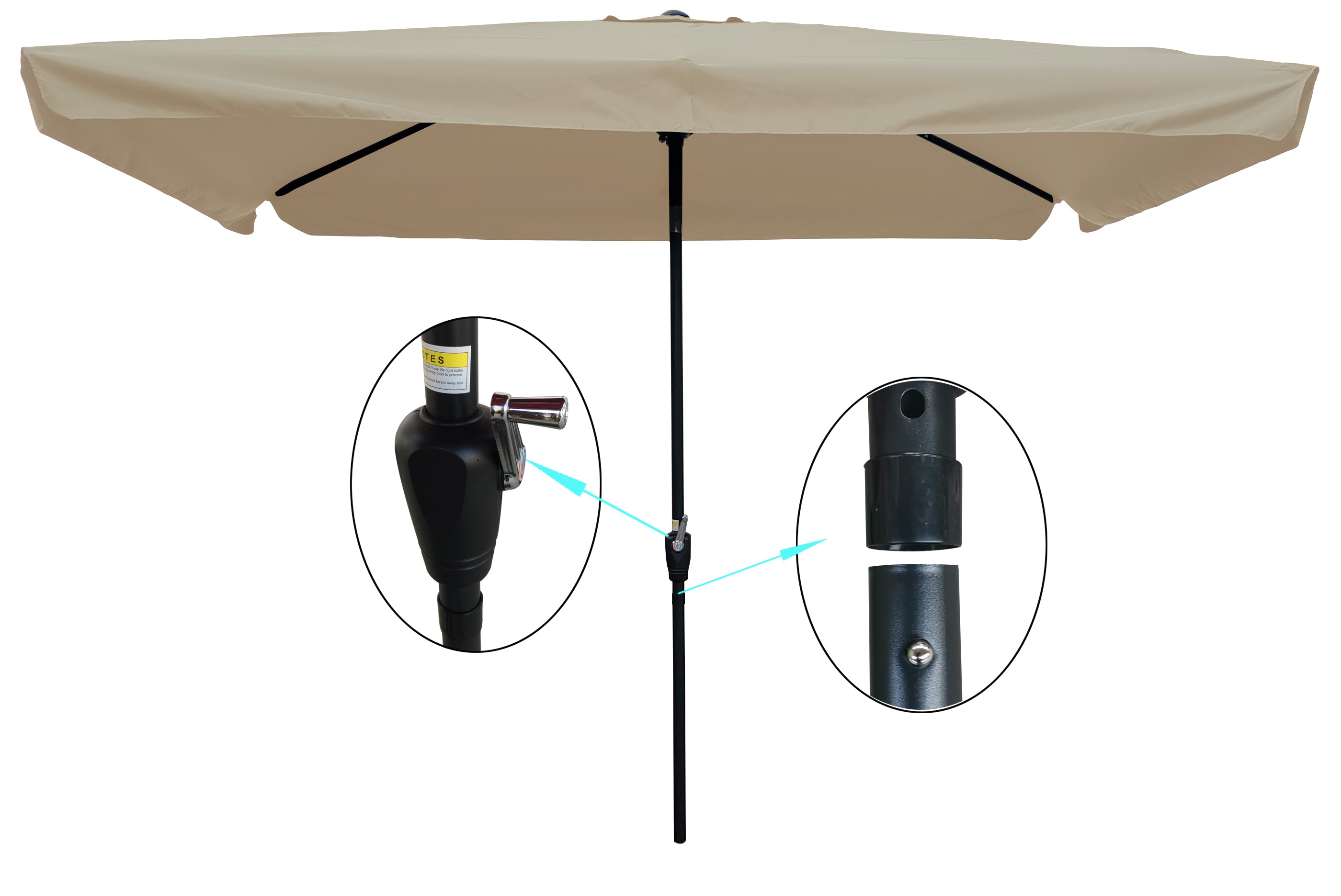 Dcenta 10 x 6.5ft Rectangular Patio Umbrella Outdoor Market Table Umbrellas Waterproof Umbrella with Crank and Push Button Tilt for Garden Deck Backyard Pool Shade Outside Deck Swimming Pool Market