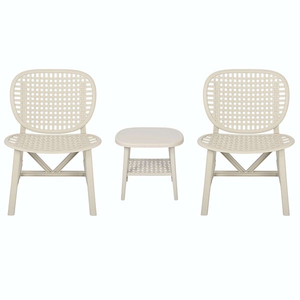 3 Pieces Hollow Design Retro Patio Table Chair Set - Overstock - 37914445