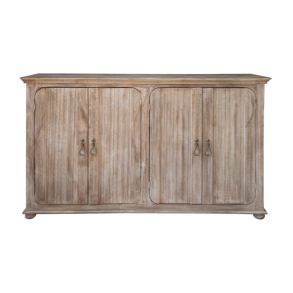 Bael 72 Inch Console Sideboard  Pine Wood  4 Doors  Drop Handles  Brown