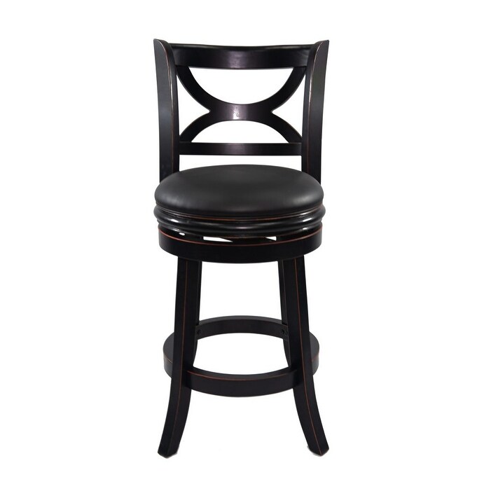 Florence Solid Hardwood Black 24 inch Plush seat Swivel Stool