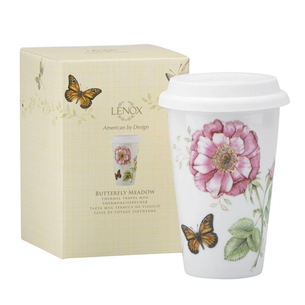 Lenox Butterfly Meadow 10 oz. Porcelain Mult-Color Travel Mug 837583