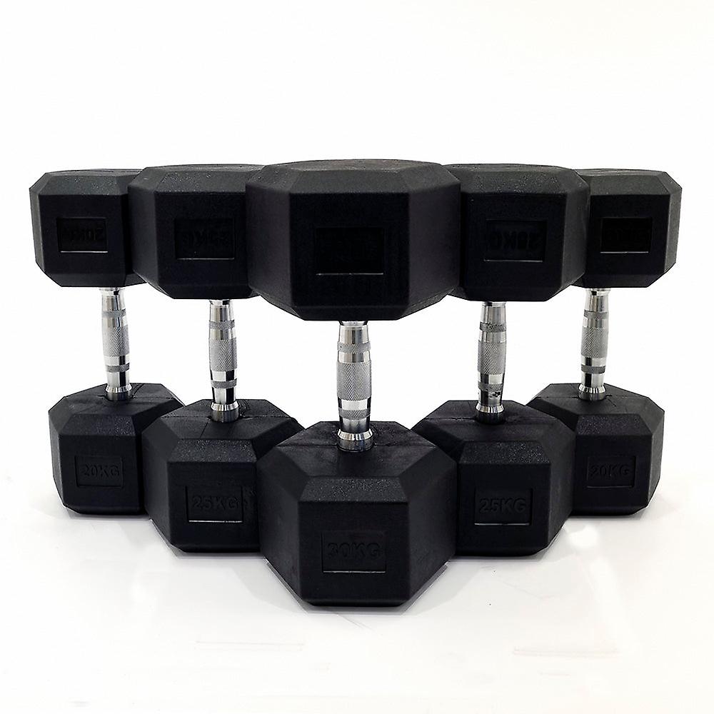 Where's That From 25Kg Pair Heavy Weight Hexagonal Hex Dumbell Set With Metal Ha