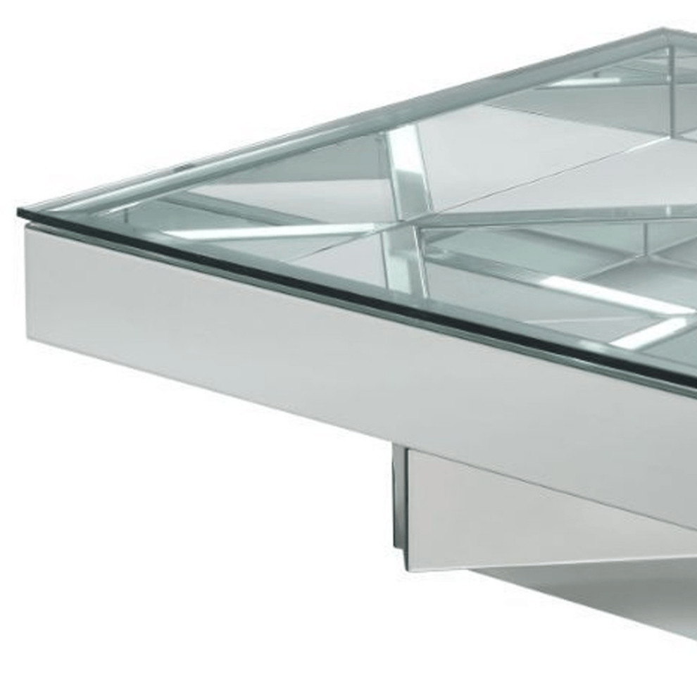 40 quotSilver And Clear Glass Rectangular Mirrored Coffee Table   Coffee Tables   by HomeRoots  Houzz