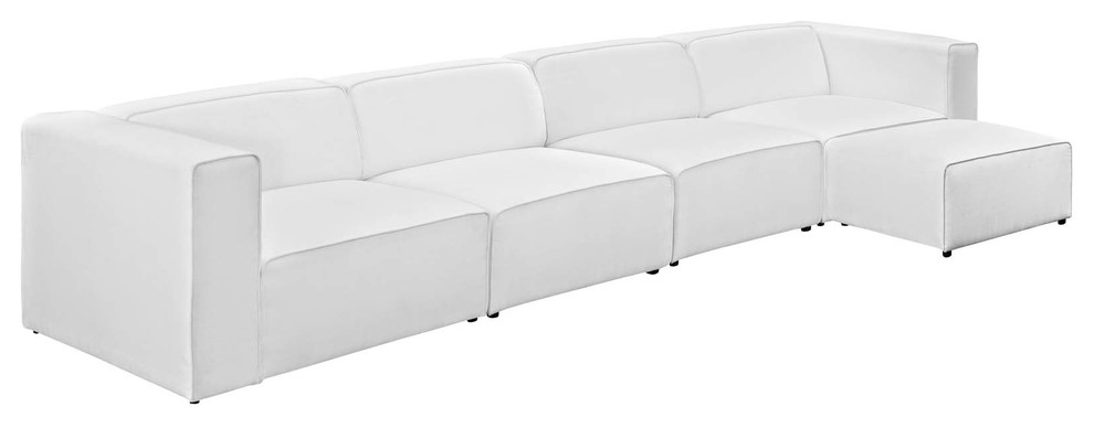 Mingle 5 Piece Upholstered Sectional Sofa Set  White   Transitional   Sectional Sofas   by BisonOffice  Houzz