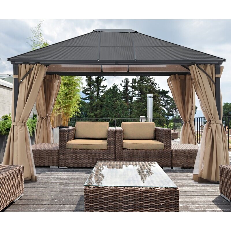 ABCCANOPY Hardtop Patio Gazebo with Netting and Curtains