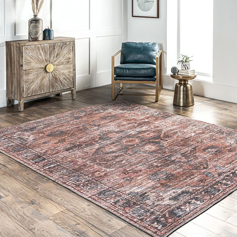 nuLOOM Marci Machine Washable Vintage Medallion Area Rug