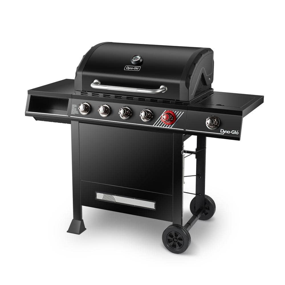 DynaGlo 5Burner Propane Gas Grill in Matte Black with TriVantage Multifunctional Cooking System