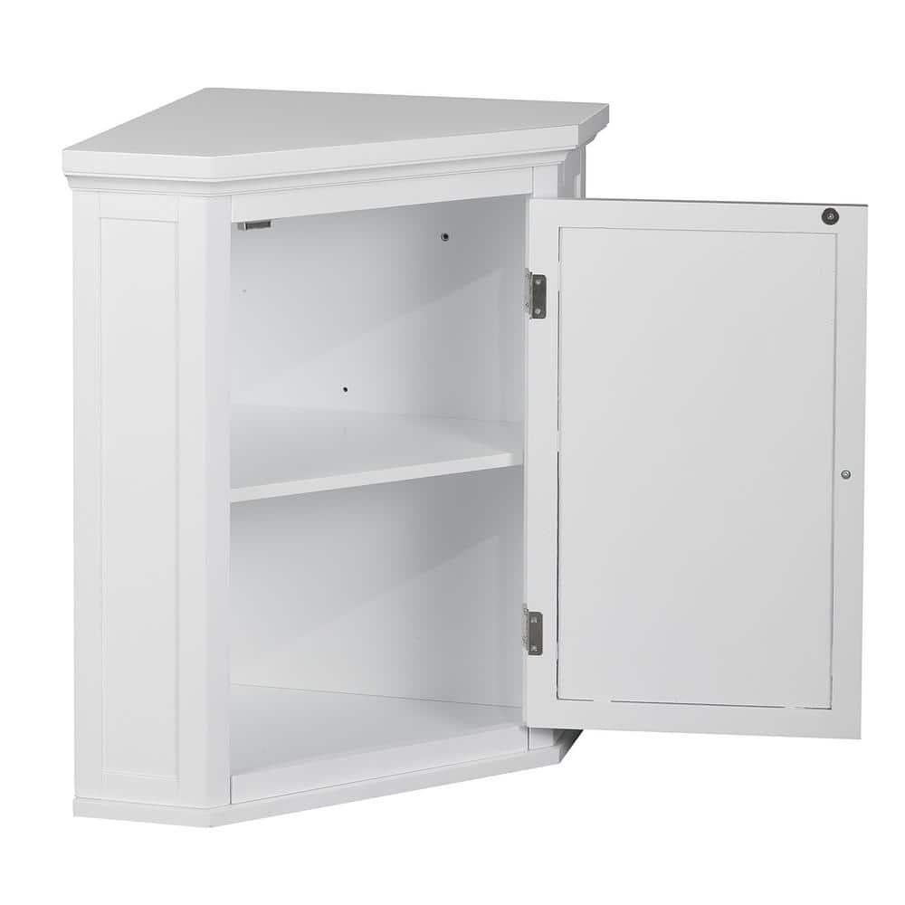 Teamson Home Simon 2212 in W x 24 in H x 15 in D Corner Bathroom Storage Wall Cabinet with Shutter Door in White