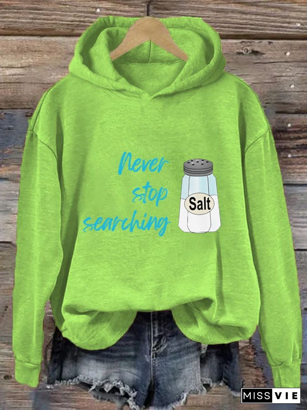 Women's Never Stop Searching Salt Print Hooded Sweatshirt