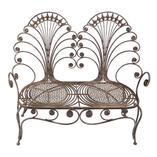 Design Toscano Grand Peacock Metal Garden Loveseat Bench