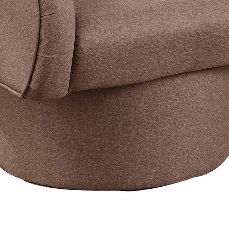 Tim 30 Inch Fabric Upholstered Accent Chair， 360 Swivel Seat， Brown