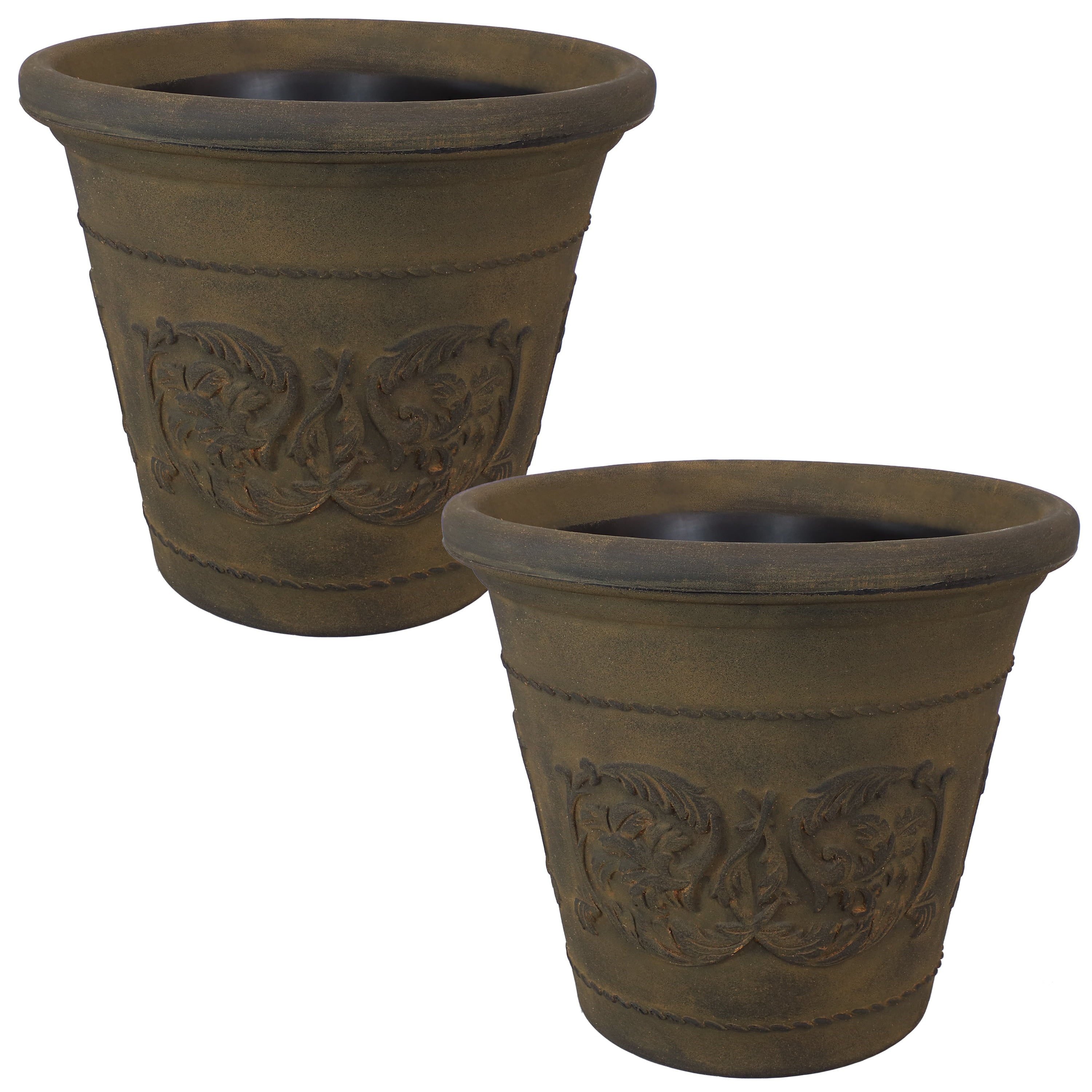 Sunnydaze Indoor/Outdoor Patio, Garden, or Porch Weather-Resistant Double-Walled Arabella Flower Pot Planter - 20" - Sable Finish - 2pk