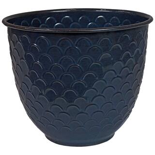 Sunnydaze Dinah Metal Outdoor Planter - Navy Molten Glaze - (Set of 4) DRV-2814