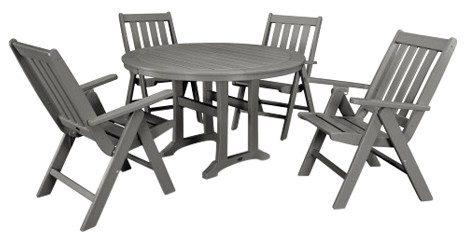 POLYWOOD Vineyard 5 Piece Nautical Trestle Folding Dining Set   Transitional   Outdoor Dining Sets   by POLYWOOD  Houzz