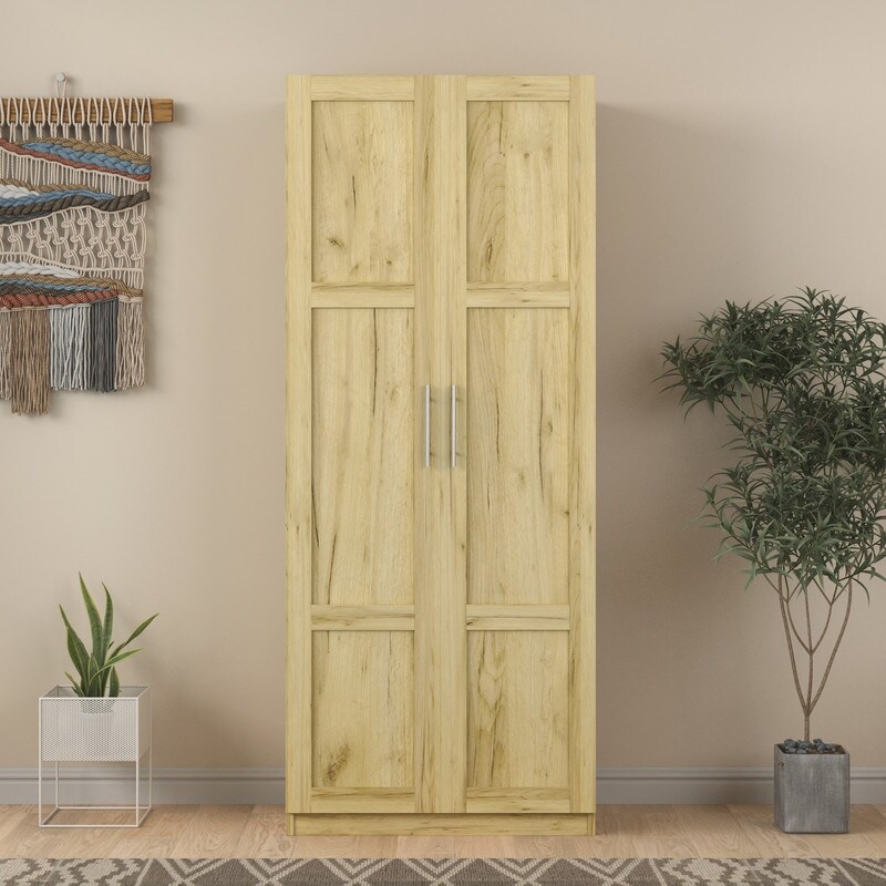 Wooden locker， 2 doors， 3 shelves， wardrobe closet， separate kitchen storage locker - - 38105664