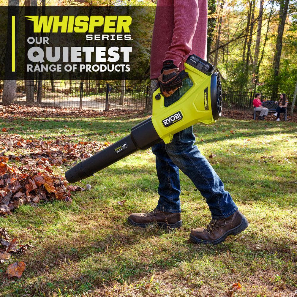 RYOBI ONE HP 18V Brushless Whisper Series 130 MPH 450 CFM Cordless Battery Leaf Blower