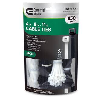 Commercial Electric Multi-Assorted Cable Ties - (850-Pack) 4+8+11NABK 850