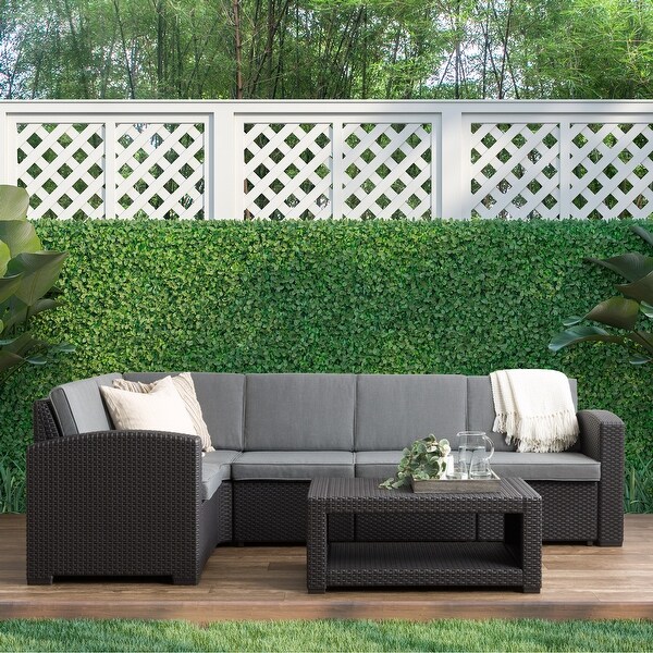 CorLiving Lake Front Rattan Patio Sectional Set，6pc