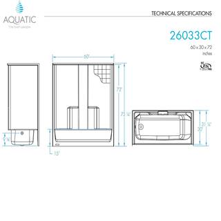 Aquatic Everyday 60 in. x 30 in. x 72 in. 1-Piece Bath and Shower Kit with Left Drain in White 26033CTL-WHHD