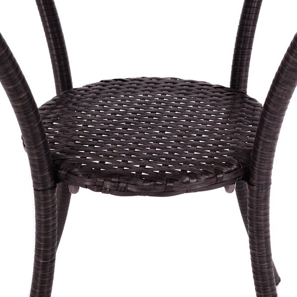 Costway Round Rattan Wicker Coffee Table Glass Top Steel Frame Patio