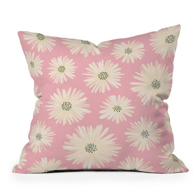 Modern Tropical Floral Outdoor Throw Pillow Playful Pink Deny Designs