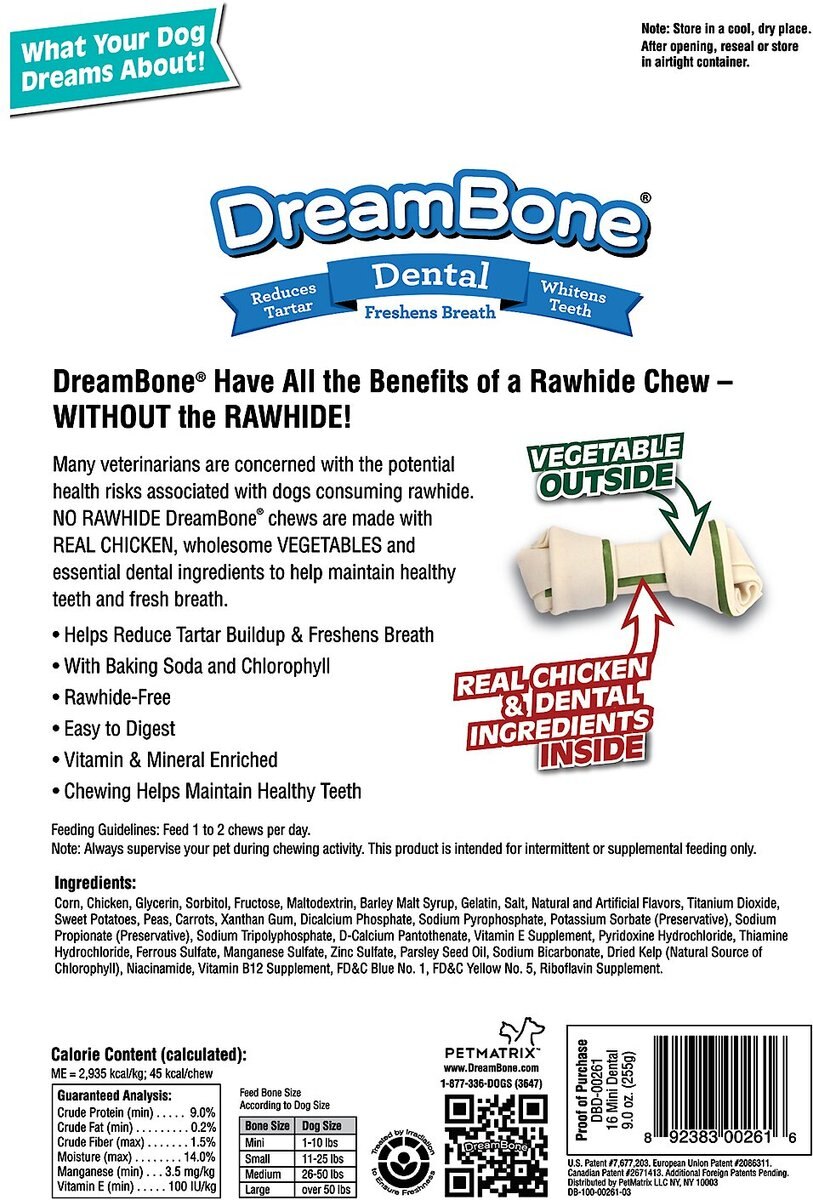 DreamBone Mini Dental Chew Bone Rawhide-Free Mini Dental Dog Treats