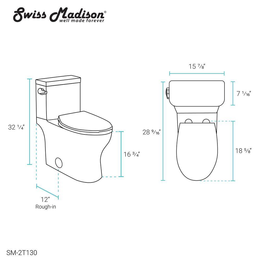 Swiss Madison Classe 2-piece 1.28 GPF Single Flush Elongated Toilet in. Glossy White Seat Included SM-2T130