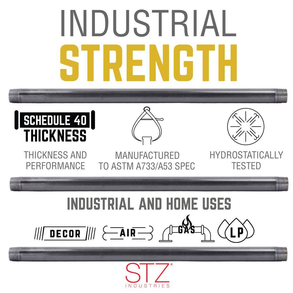 STZ 12 in. x 5 ft. Black Steel Schedule 40 Cut Pipe 306 12X60