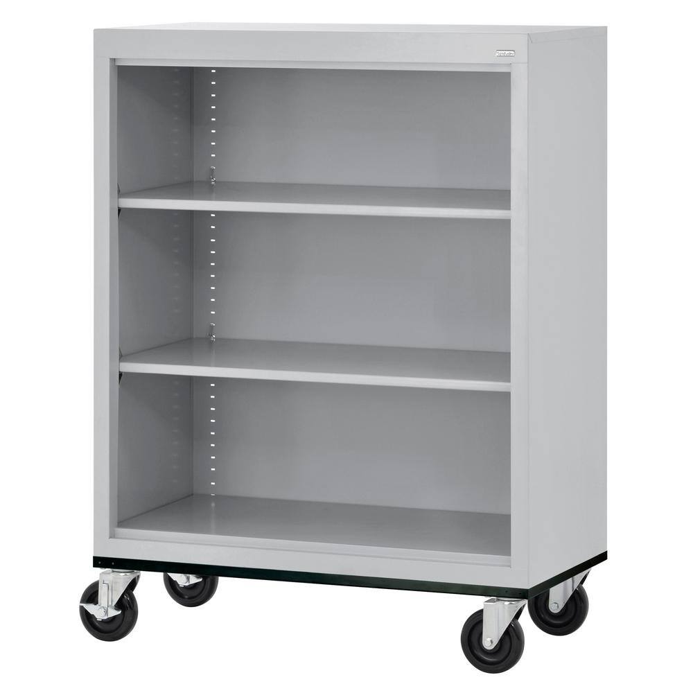 Sandusky Metal 3-Shelf Cart Bookcase with Adjustable Shelves in Dove Gray (42 in.) BM20361842-05