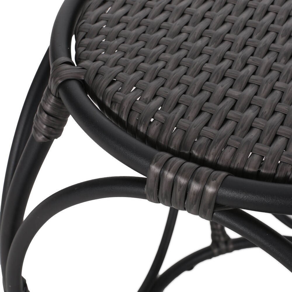 Juan Outdoor Wicker and Iron Side Table by Christopher Knight Home