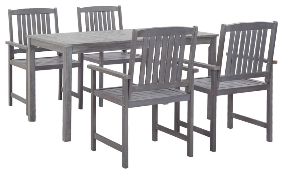 vidaXL Solid Acacia Wood 7 Piece Patio Dining Set Outdoor Garden Backyard   Farmhouse   Outdoor Dining Sets   by vidaXL LLC  Houzz