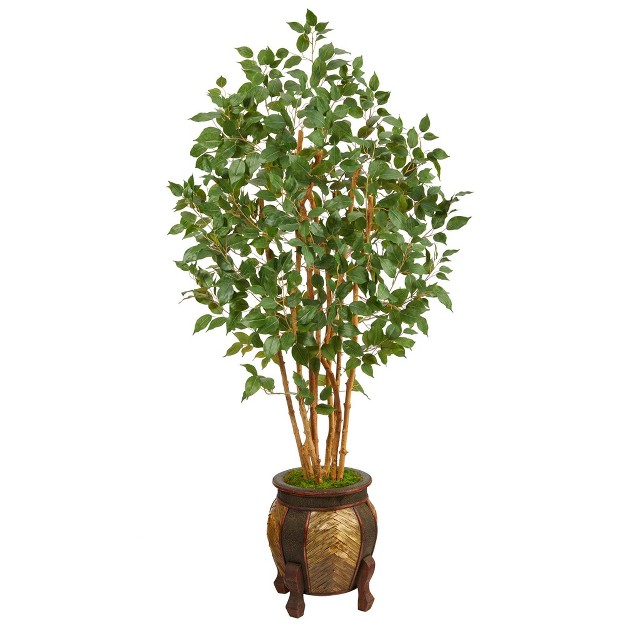 Nearly Natural 5.5-ft Ficus Bushy Artificial Tree In Decorative Planter