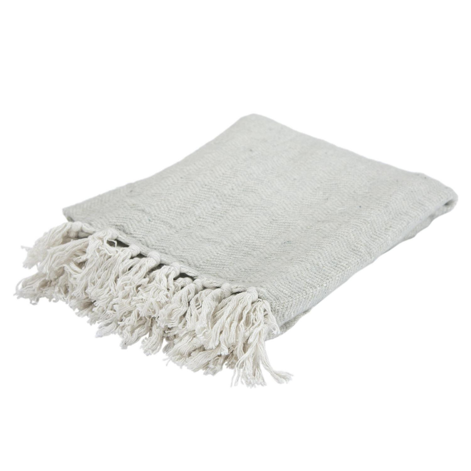 Rizzy Home Silver Cotton Herringbone Throw 50 x 60