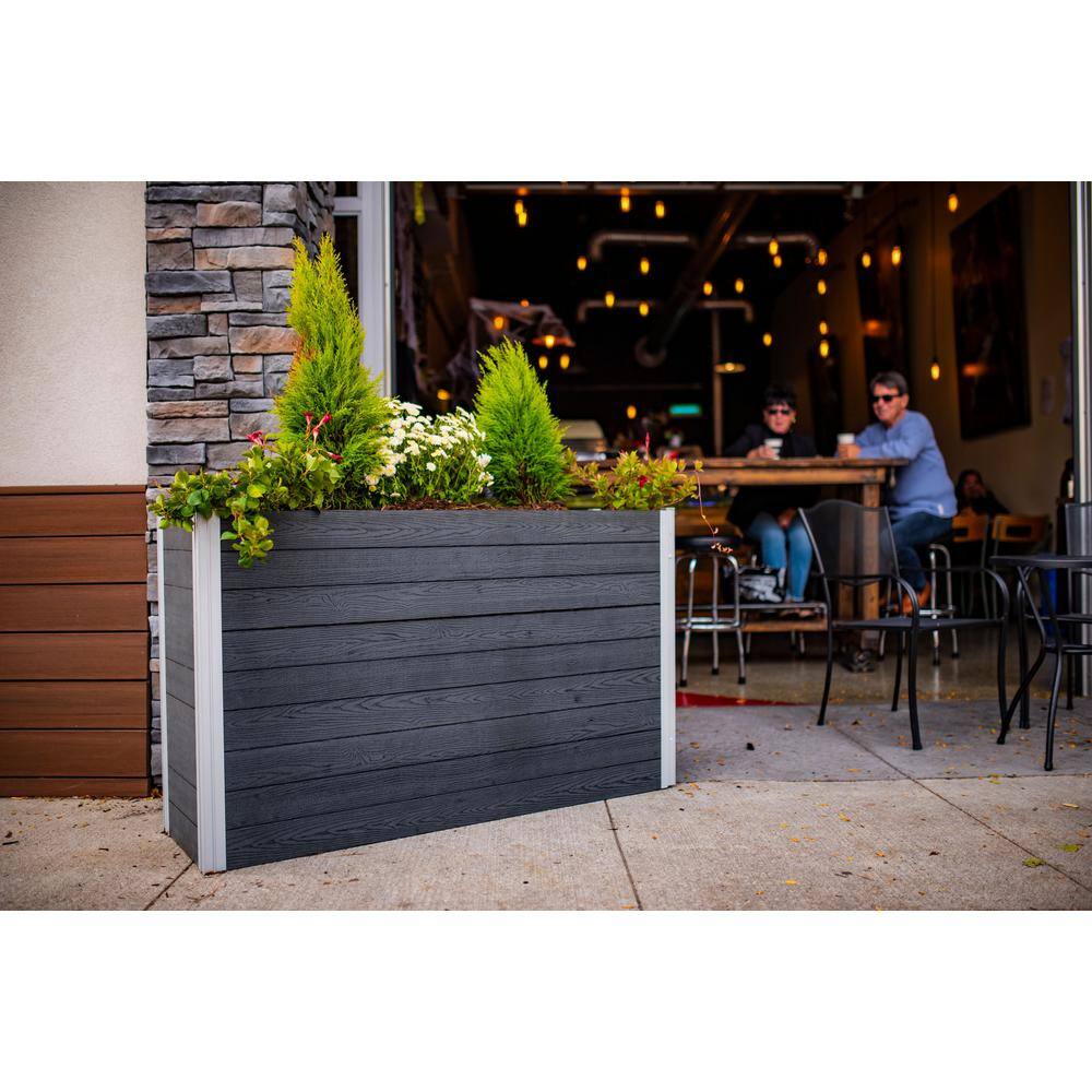 VITA Urbana 57quotL x 16quotW x 33quotH Large Vinyl Parklette Planter Slate Gray VT17613 VT17613