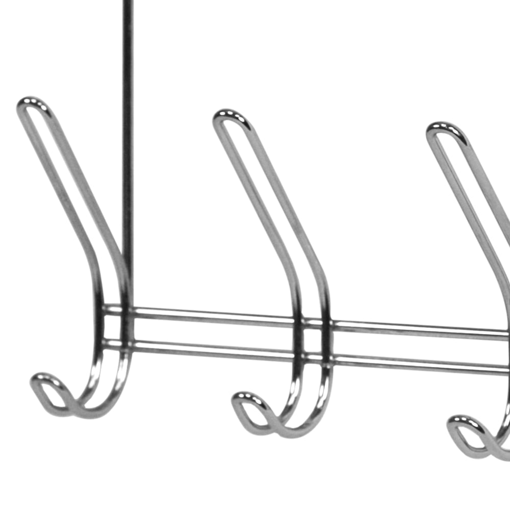 Home Basics 3 Dual Hook Over the Door Steel Organizing Rack, Chrome