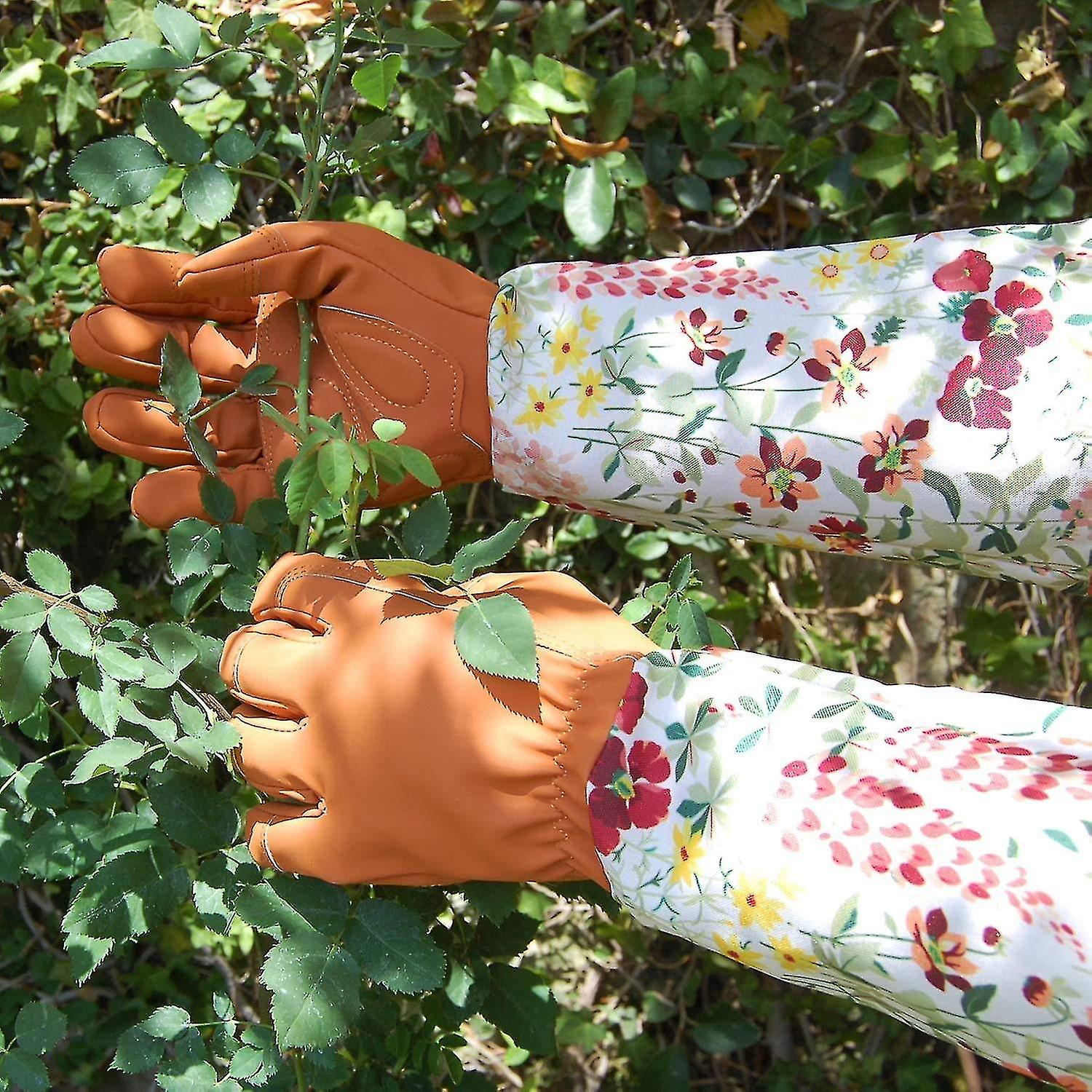 Long Garden Gloves For Women ， Garden Work Gloves With Long Sleeves， Wrap Your Arms Until The Elbow (orange)