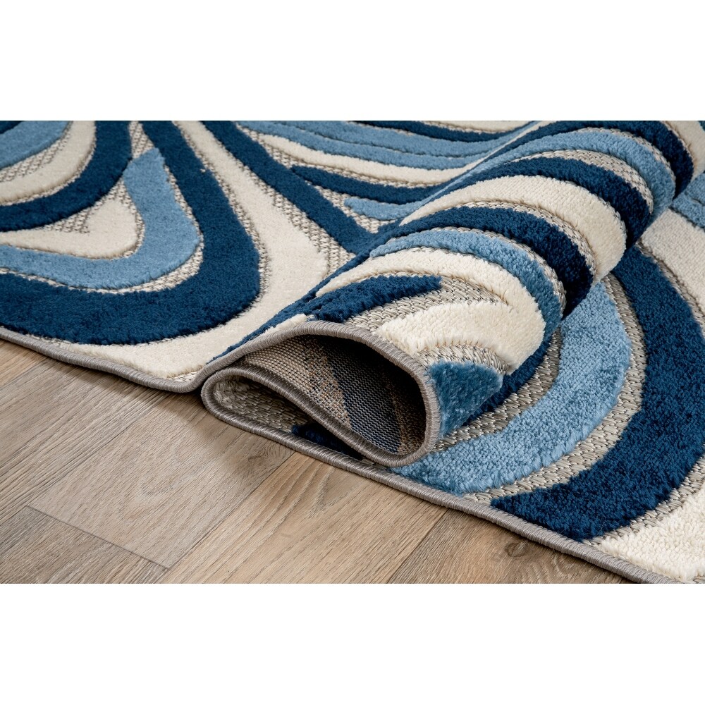 World Rug Gallery Modern Waves Indoor/Outdoor Area Rug