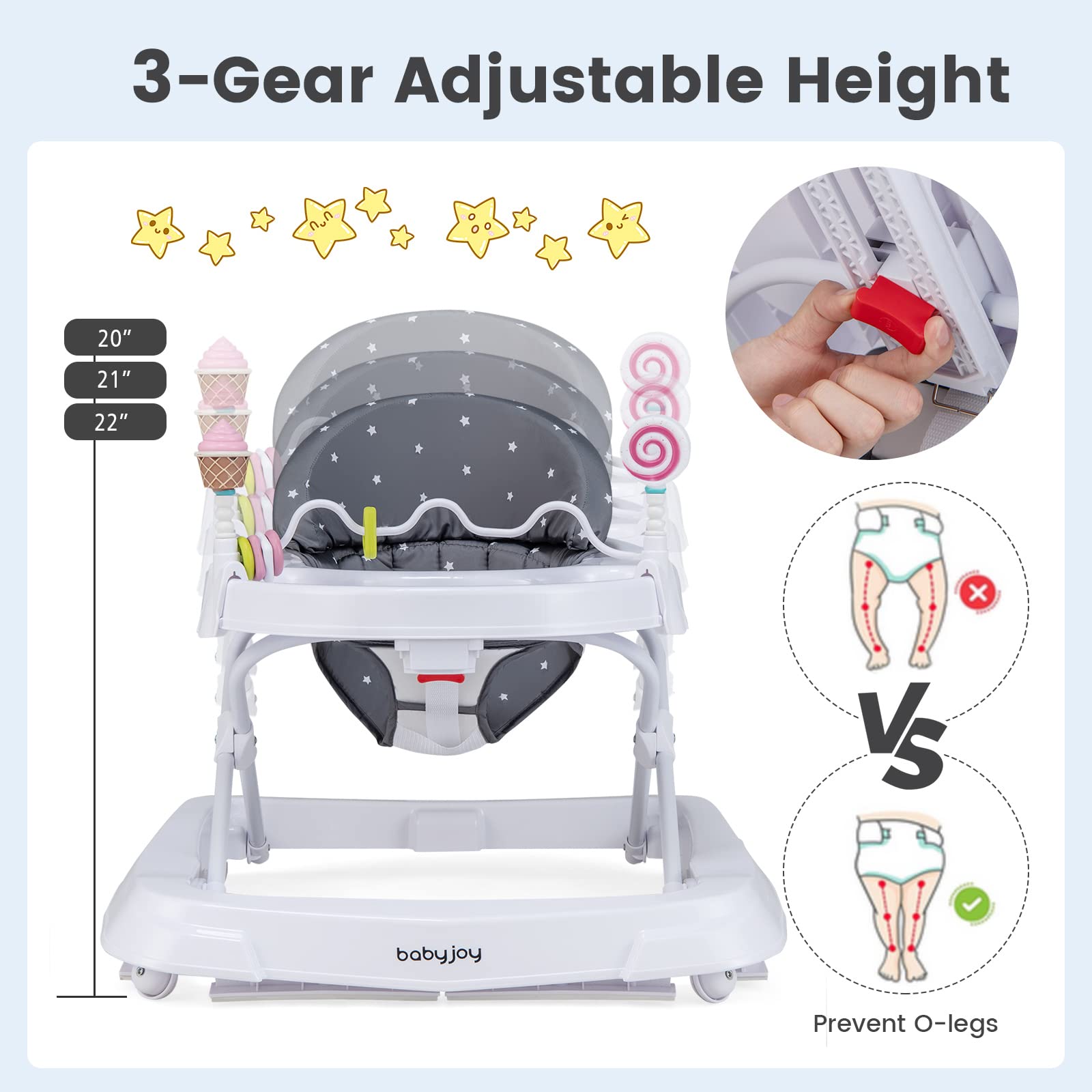 BABY JOY Baby Walker, Foldable Activity Walker Helper with Adjustable Height