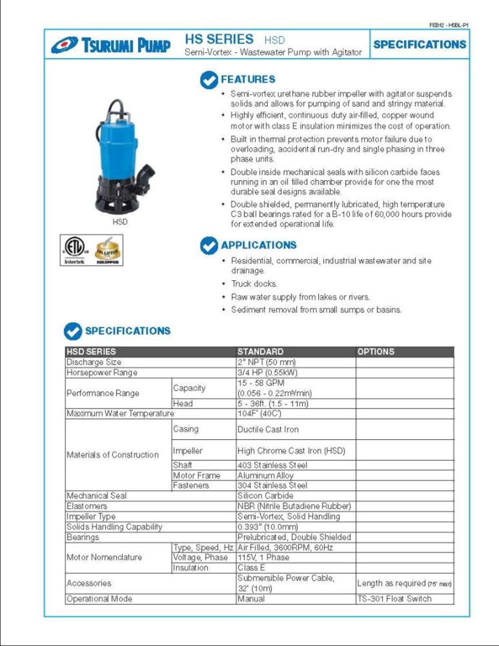 HSD2.55S Electric Submersible Pump ;