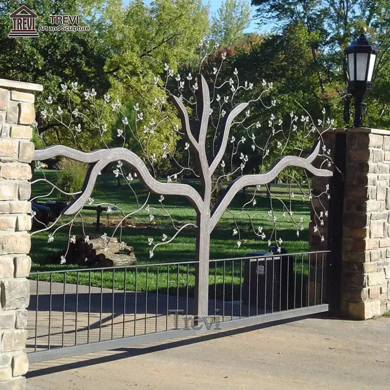 Customized Metal Pipe Door New Wholesale Tree Wrought Iron Gate For Home